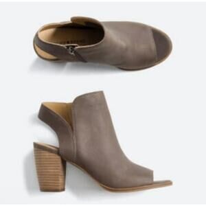 Lucky Brand Womens Jubai Peep Ankle Leather Heels Boots open toe shoes sz 7 Boho